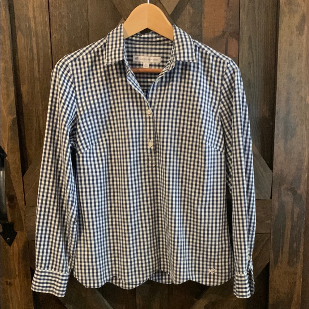 Southern Tide Blue and White Button Down Shirt